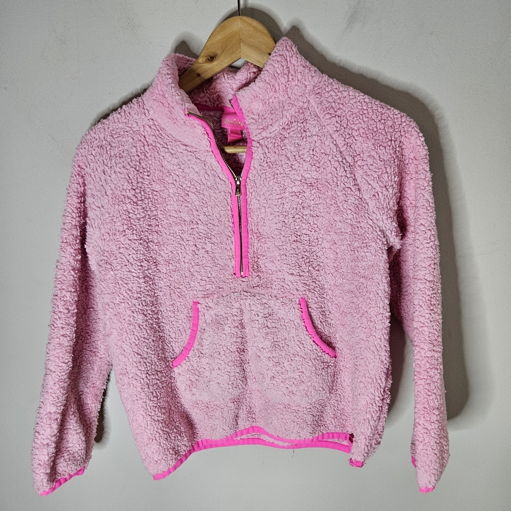 Lilly Pulitzer Fleece Pullover Quarter Zip Pink Girls Large L (8-10)